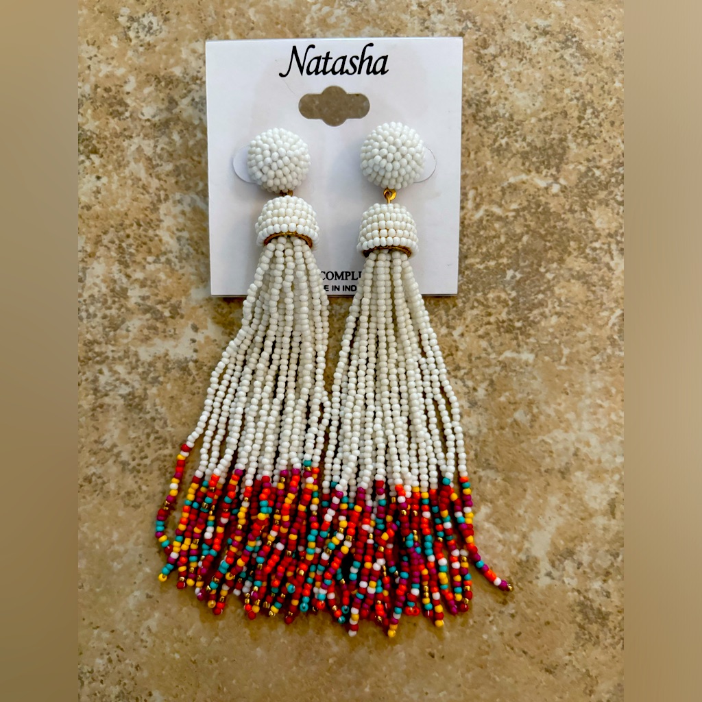 Natasha Seed Bead Fringe Earrings 20$